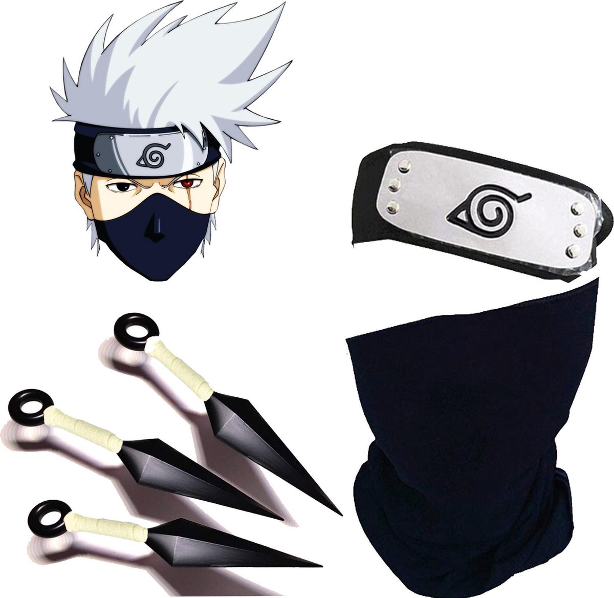 LBB - Ensemble Naruto Kunai - 5 pièces - masque avec bandeau - Bandeau -  Bandeau