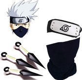 Naruto Kakashi Headband & Scarf & Dart set 3 pcs - Hoofdband + Col Sjaal + 3 Darts - Verkleedkleren - Anime - Hidden Leaf - Kunai - Carnaval Headband - Merchandise