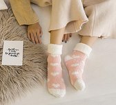 Warme sokken dames - huissokken - roze - print hartjes - hart - 36-40 - extra zacht