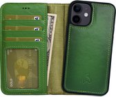 Pulledro - iPhone 12 mini - Uitneembare leder hoesje - Ɠold Ɠreen