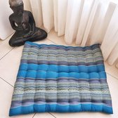Zabuton – Meditatiemat – Zitkussen - Thais kussen/mat – Extra groot - Kapokvulling – 70x70cm - Blauw/grijs