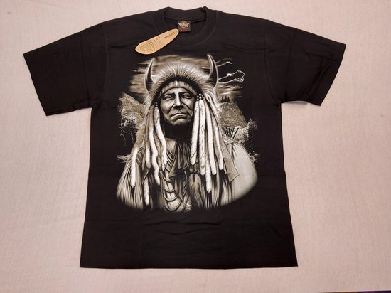 Rock Eagle Shirt: Native American / Indiaan man met hoorns (Large)