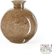 Design vaas Bolvase With Neck - Fidrio BRONZE - glas, mondgeblazen bloemenvaas - diameter 11 cm