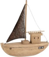J-Line Boot Deco Paulownia Hout Naturel Medium Set van 2 stuks
