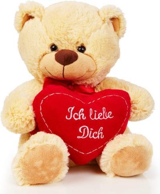 Lumaland Teddybeer met hart in beige 30 cm - Ich Liebe Dich Teddy -  knuffelig - pluche... | bol.com