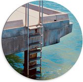 Dibond Wandcirkel - Trapje in de Zee - 60x60cm Foto op Aluminium Wandcirkel (met ophangsysteem)