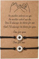 Vriendshaparmbanden 2 stuks - hanger bloemen - vrienden - BFF - love - relatie - one size