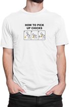 How to pickup Chicks- T-shirt - Heren - Maat XL - Wit