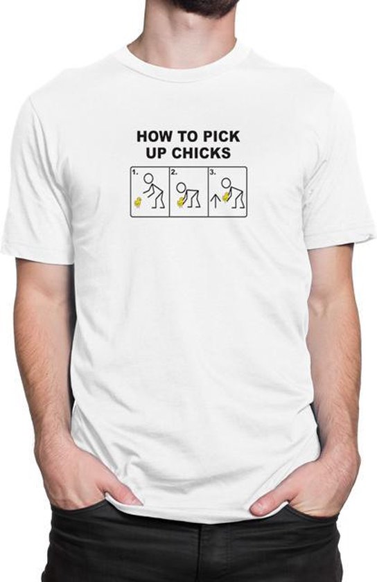 How to pickup Chicks - T-shirt - Homme - Taille XL - Wit