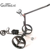 Chariot de golf électrique - CARBONE - AVEC télécommande - GolfTed GT- CR (pliable) - avec porte-parapluie, porte-carte de score et sac de transport