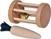 Dierenbenodigdheden Vadigran Speelgoed Knaagdier Hout Wortel 9,5Cm&Rol 7Cm (2)