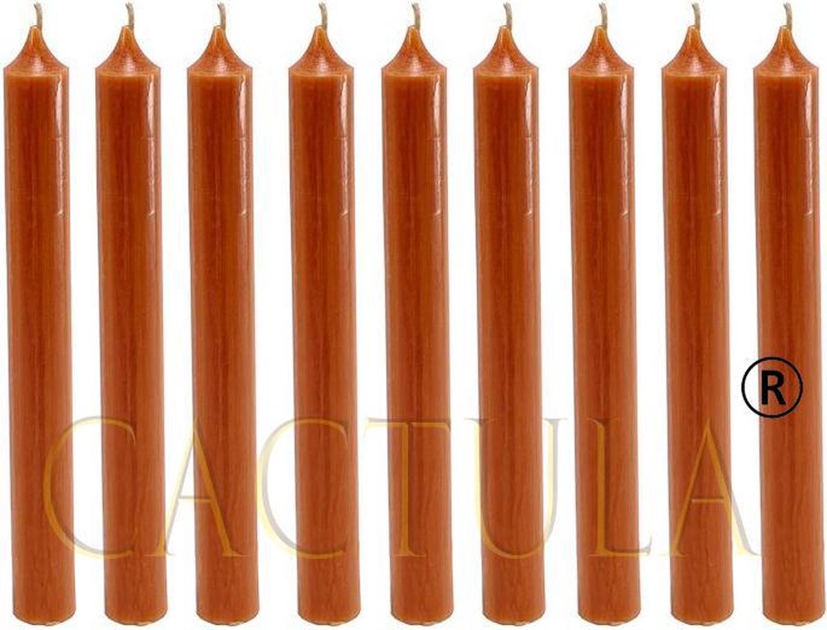 Cactula mooie dinerkaarsen 19.5 cm Cognac 18 stuks | 6 branduren