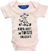 Baby romper roze met opdruk papa heeft de tofste collega's ©maat 62 zwangerschap aankondiging