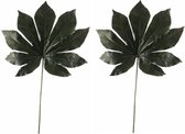 5x stuks kunst vingerplant blad 55 cm donkergroen - kunstplanten takken