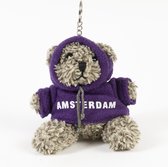 Memoriez Teddybeer sleutelhanger met paarse trui