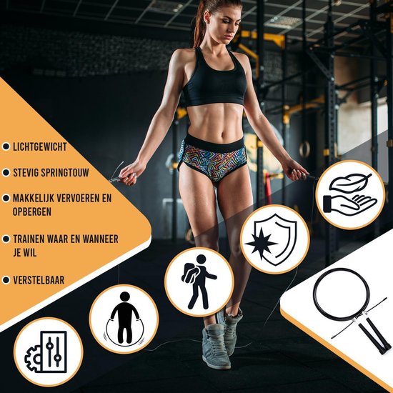 Corde à sauter Speedrope pour Adultes - Corde à sauter pour Sport et Fitness - Corde à sauter - Zwart