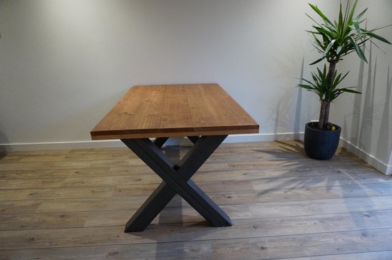 Table à manger industrielle, couleur : marron, 180cm avec piètement Industrial X