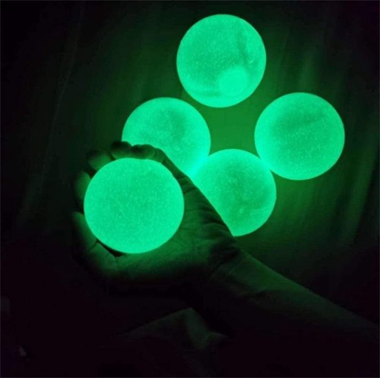sticky wall balls set van 6 ballen | Glow in the Dark | Klevende Plafond Bal | Stress Verminderend | fidget toys Speelgoed Jongens/Meisjes