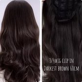 3/4 wig halve pruik darkest brown clip in extensions 60cm 200gr beste keuze