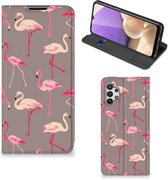 Stand Case Geschikt voor Samsung Galaxy A32 5G Hoesje met naam Flamingo