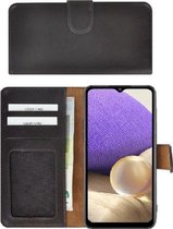 Samsung Galaxy A12 hoesje - Wallet Case - Samsung A12 Hoesje Book Case Wallet Echt Leer Donker Bruin Cover