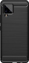 Shop4 - Geschikt voor Samsung Galaxy A42 5G Hoesje - Zachte Back Case Brushed Carbon Zwart