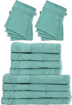 Set 4x Badhanddoeken 70x140 + 4x Handdoeken 50x100 + 8x Washandjes - Blauw - Hotelkwaliteit