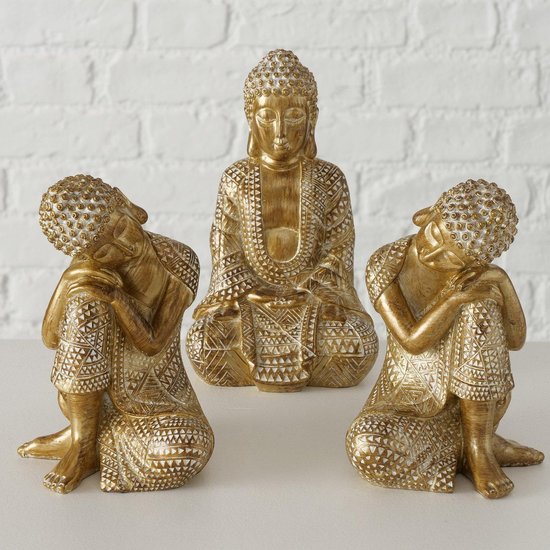 Buddha- Dilara- polyresin - H18cm - goud - 3 set