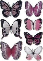 3D stickers. paars. vlinders. afm 28-45 mm. 7 stuk/ 1 doos