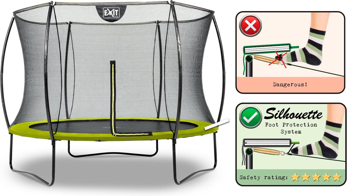 EXIT Silhouette Trampoline ø244cm - Op Poten - Rond - Trampoline Buiten - Voor Kinderen - Groen — afbeelding 12
