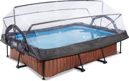 Rijk Populair Direct EXIT Wood zwembad 300x200x65cm met filterpomp en overkapping - bruin |  bol.com