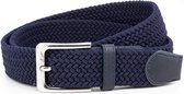 THL Design - Elastische Riem - Elastiek - Gevlochten - Stretch - Dames / Heren - 3,5 cm Breed - Broekriem Donkerblauw - Lengte totaal 110 cm