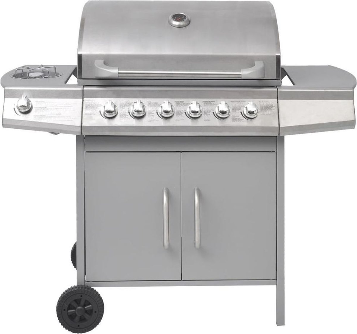 vidaXL Gasbarbecue 6+1 branders zilver