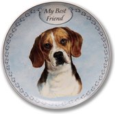 Wandbord My Best Friend , Beagle , hondenkop, kado, bord op standaard