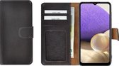 Samsung Galaxy A12 hoesje - Bookcase - Samsung A12 Hoesje Book Case Wallet Echt Leder Donker Bruin Cover