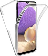 Hoesje geschikt voor Samsung Galaxy A32 5G - 360 Graden Case 2 in 1 Hoes Transparant + Ingebouwde Siliconen TPU Cover Screenprotector