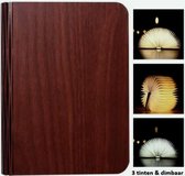 Boeklamp dimbaar - Donker Walnoot hout - 3 tinten wit licht instelbaar (helder wit, warm wit en geelwit) +dimmer - Led verlichting - groot - premium versie met Tyvek dupont papier