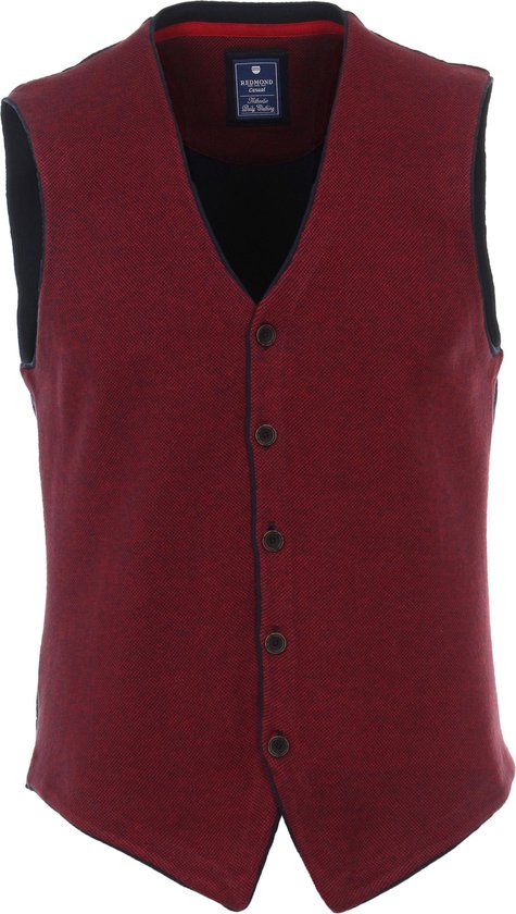 Gilet homme Redmond en coton - avec boutons - rouge foncé chiné - Taille: S  | bol.com