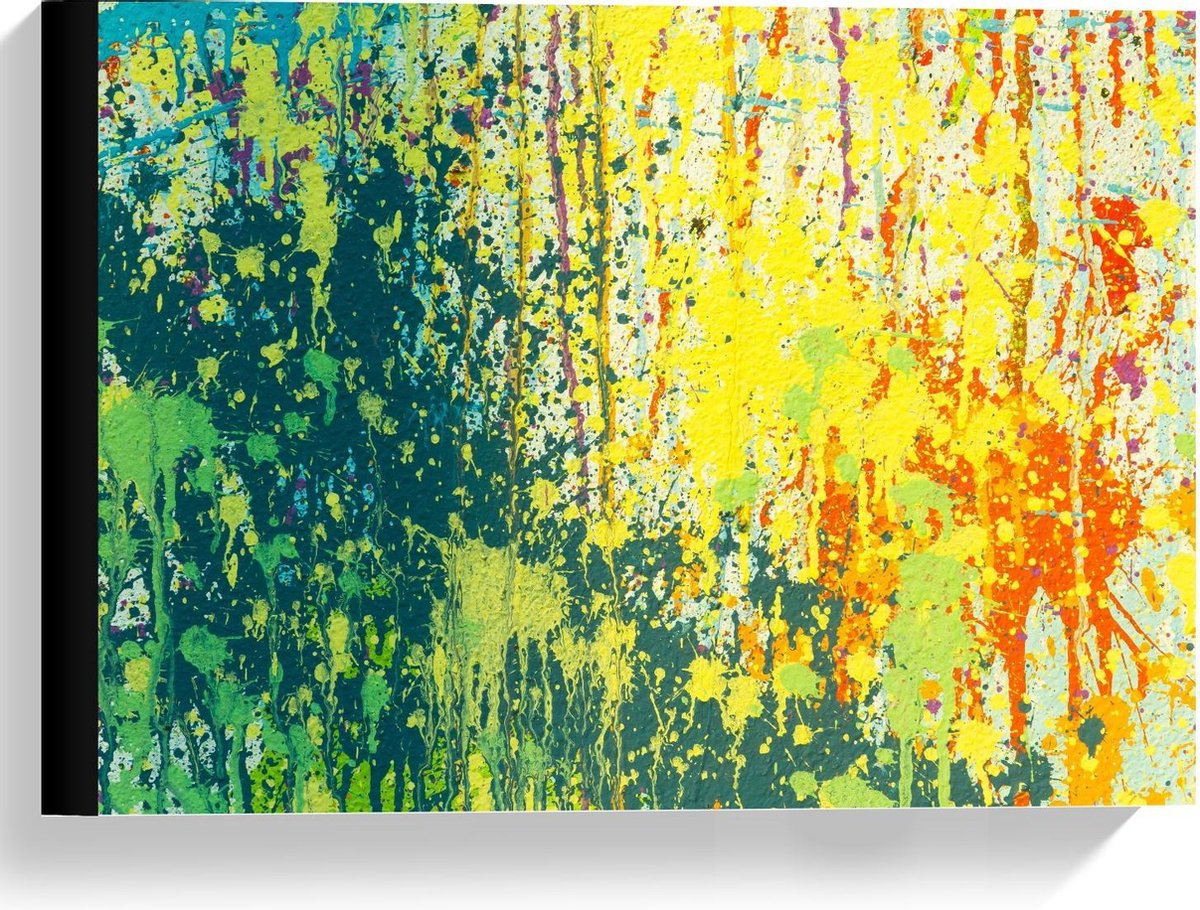 Canvas - Abstract Schilderij met Verf Spetters - 40x30cm Foto op Canvas Schilderij (Wandde