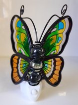 Vlinder beeld vlinder van glas als nachtlampje van Sweet Lake Company 15x12x10 cm