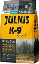 Julius K9 - Graanvrij en hypoallergeen hondenvoer - hondenbrokken op lam & aardappel basis - voor oudere honden - 3kg