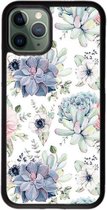 Hoesjes Atelier Zwart Frame Dikke Zwarte Siliconen Hoesje "Blue Flowers" voor IPhone 11 Pro