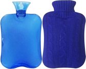 Warmwaterkruik en hoes  | rubber - blauw | 31 x 20 cm - 2 L