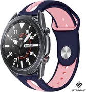 Siliconen sport duo bandje - geschikt voor Samsung Galaxy Watch 3 45mm / Galaxy Watch 1 46mm / Gear S3 Classic & Frontier - donkerblauw/roze