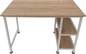 Bureau - computertafel - computerbureau - met opbergplanken - 110 cm breed - wit bruin