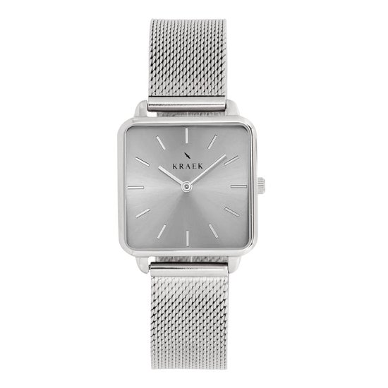 KRAEK Amy Zilver Met Zilveren Wijzerplaat 28 mm | Dames Horloge | Zilver  mesh... | bol