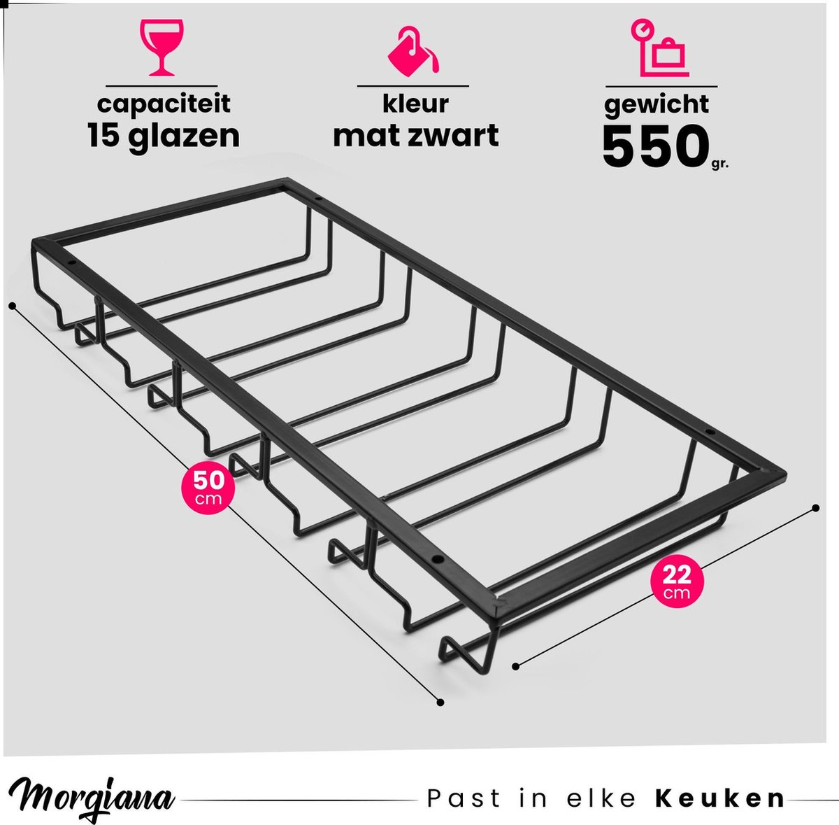 Wijnglazenhouder 5 Rijen Wijnrek Metaal Glazenrek Wijn