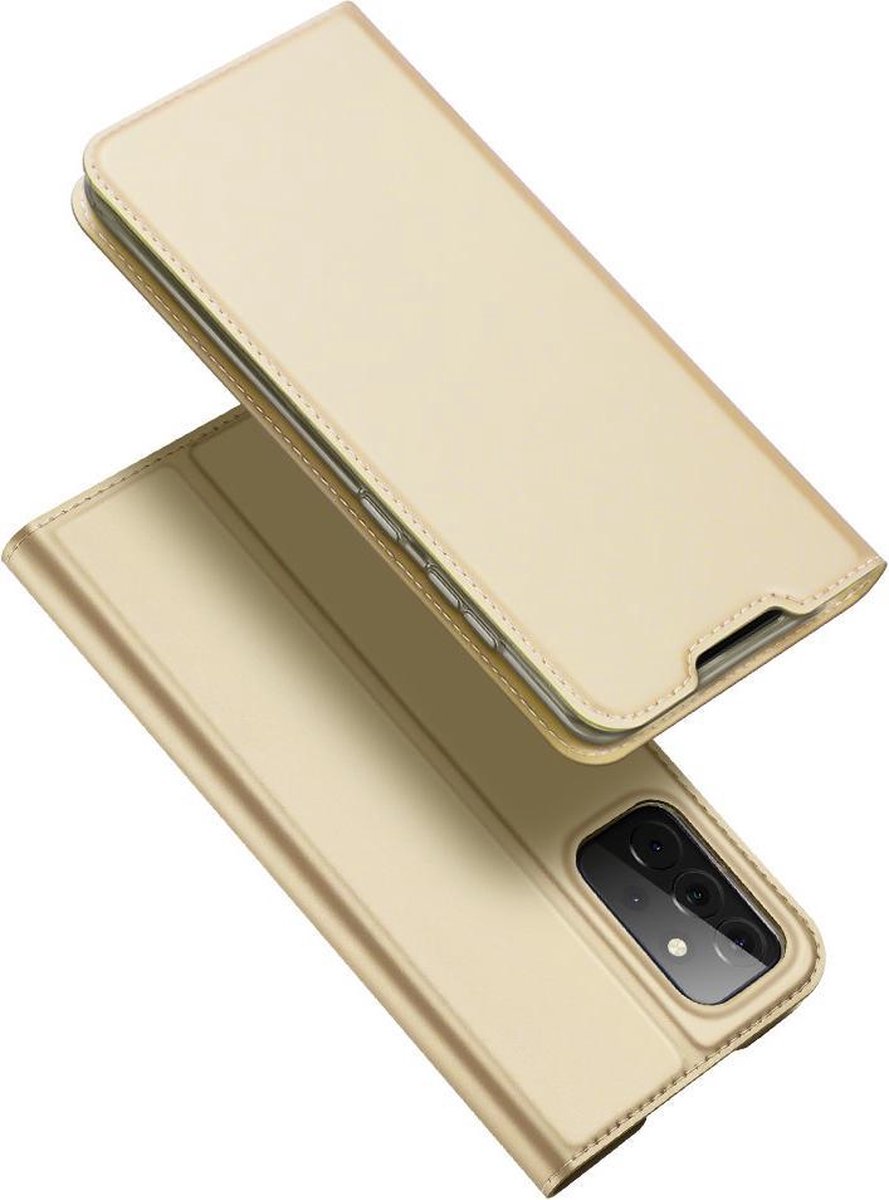Luxe goud book case hoesje Telefoonhoesje geschikt voor Samsung Galaxy A72