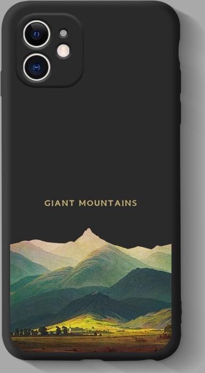 iPhone 11 Hoesjes Siliconen Hoes Case - Giant Mountians - zwart - schattig - interessant -Tekenfilms - Dezelfde mobiele achtergrond