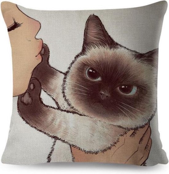 De Siamese kat, een prachtige kat met een uniek karakter. 12 Kussenhoes 'Poes Wil Niet' Siamees (92087)